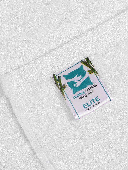 White Self Design Bamboo 580GSM Super Soft Adult Regular Bath Towel-59x30In