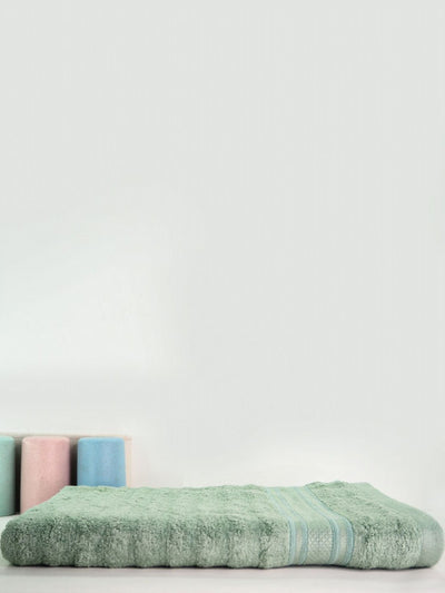Green Solid Bamboo 580GSM Super Soft Adult Regular Bath Towel-59x30In