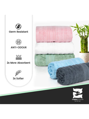 Grey Solid Bamboo 580GSM Super Soft Adult Regular Bath Towel-59x30In
