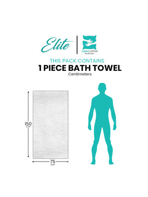 White Self Design Bamboo 580GSM Super Soft Adult Regular Bath Towel-59x30In