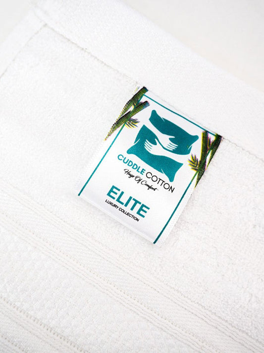 White Self Design Bamboo 580GSM Super Soft Adult Regular Bath Towel-59x30In