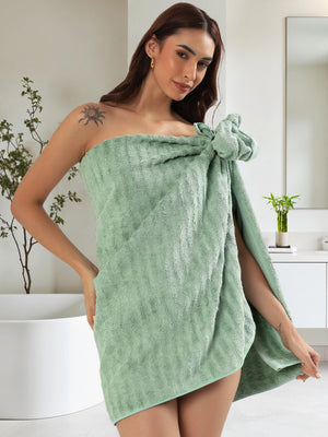 Green Solid Bamboo 580GSM Super Soft Adult Regular Bath Towel-59x30In